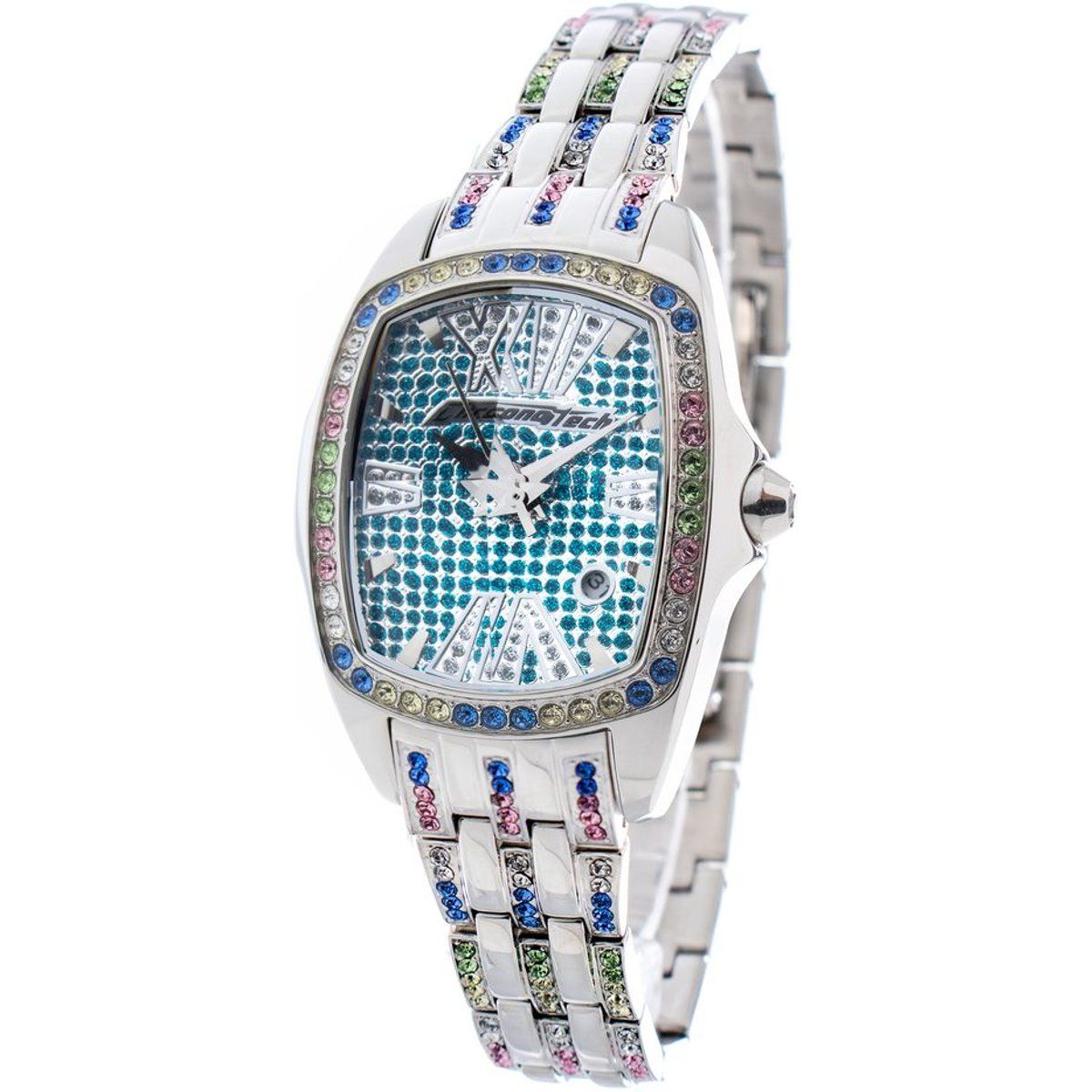 Kristallbesetzte Türkis Zifferblatt Uhr