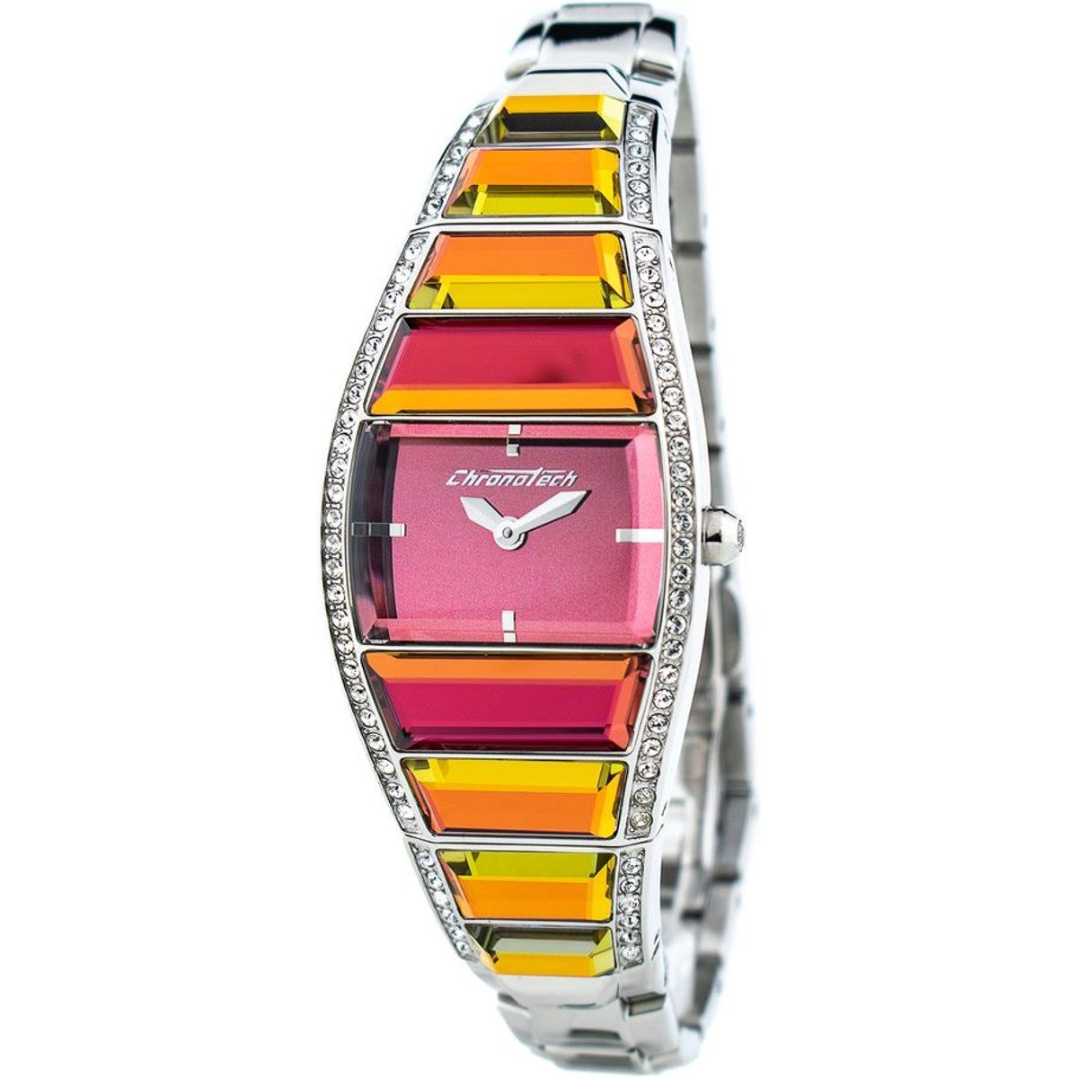Bunte Armbanduhr mit Kristallakzenten