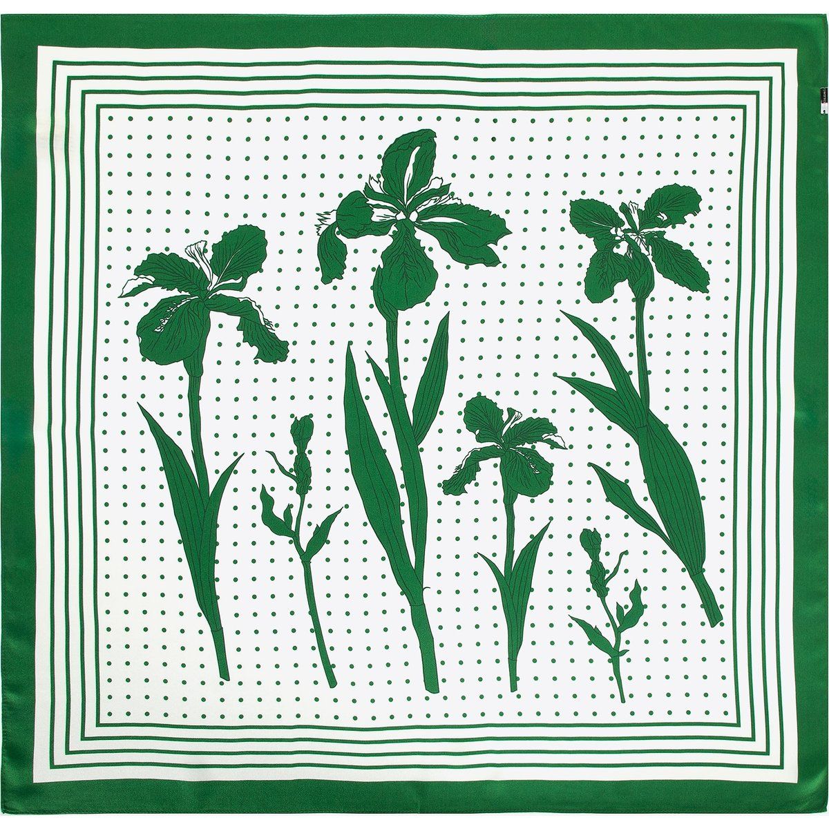 Grüner Seidenschal mit Blumenmuster