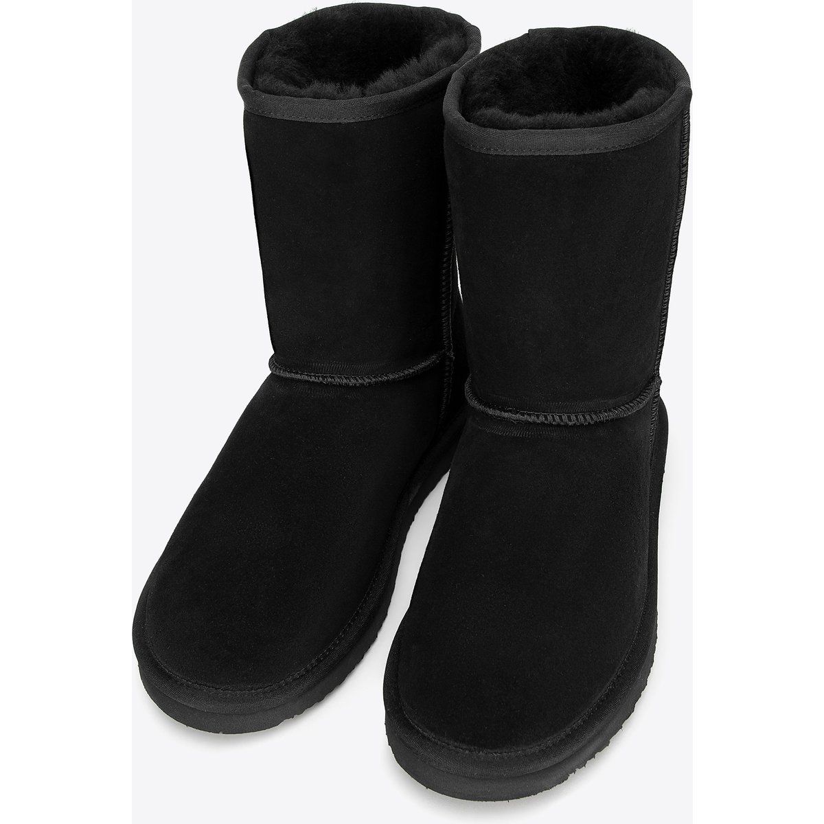 Schwarze Wildleder-Ankle Boots mit Lammfellfutter
