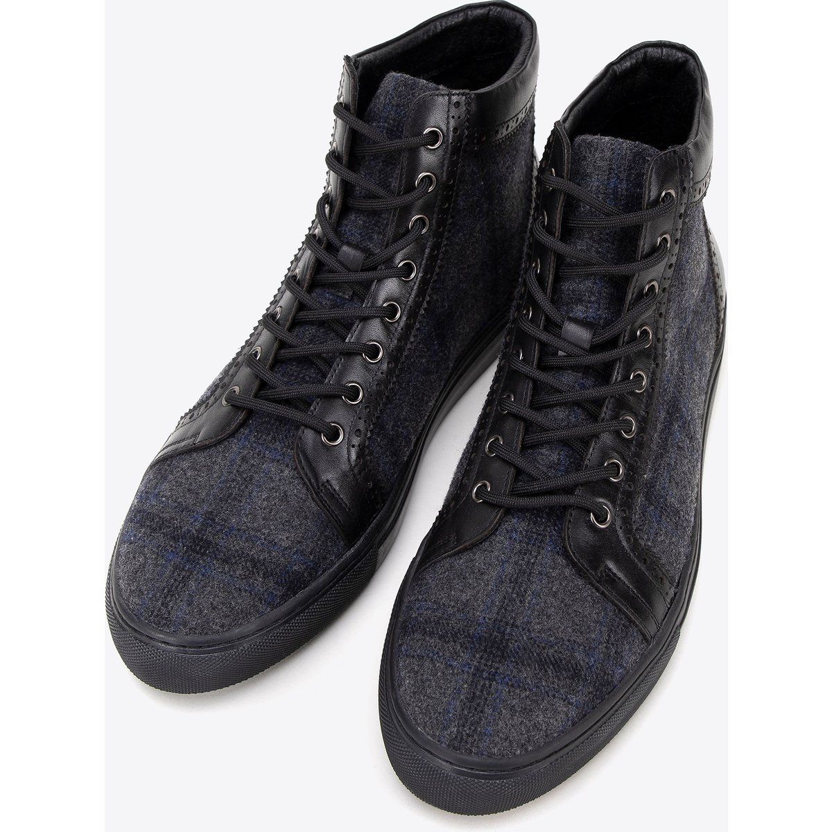 Herringbone High-Top Sneaker mit Lederakzenten