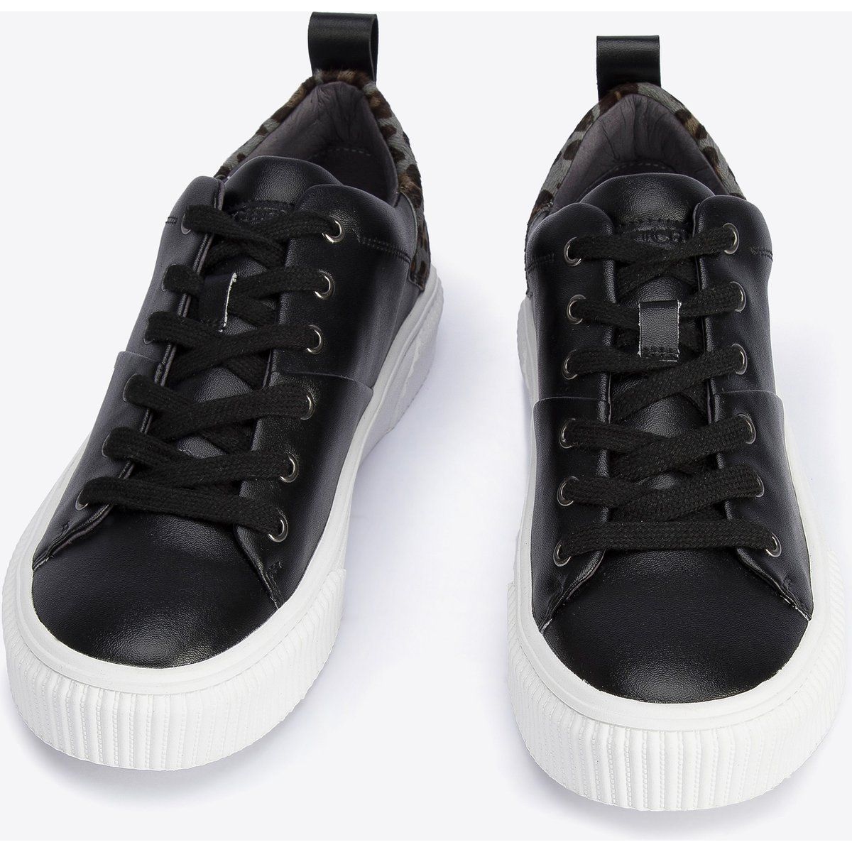 Wittchen Damen-Sneaker aus Leder mit Leopardenmuster, schwarzes Naturleder
