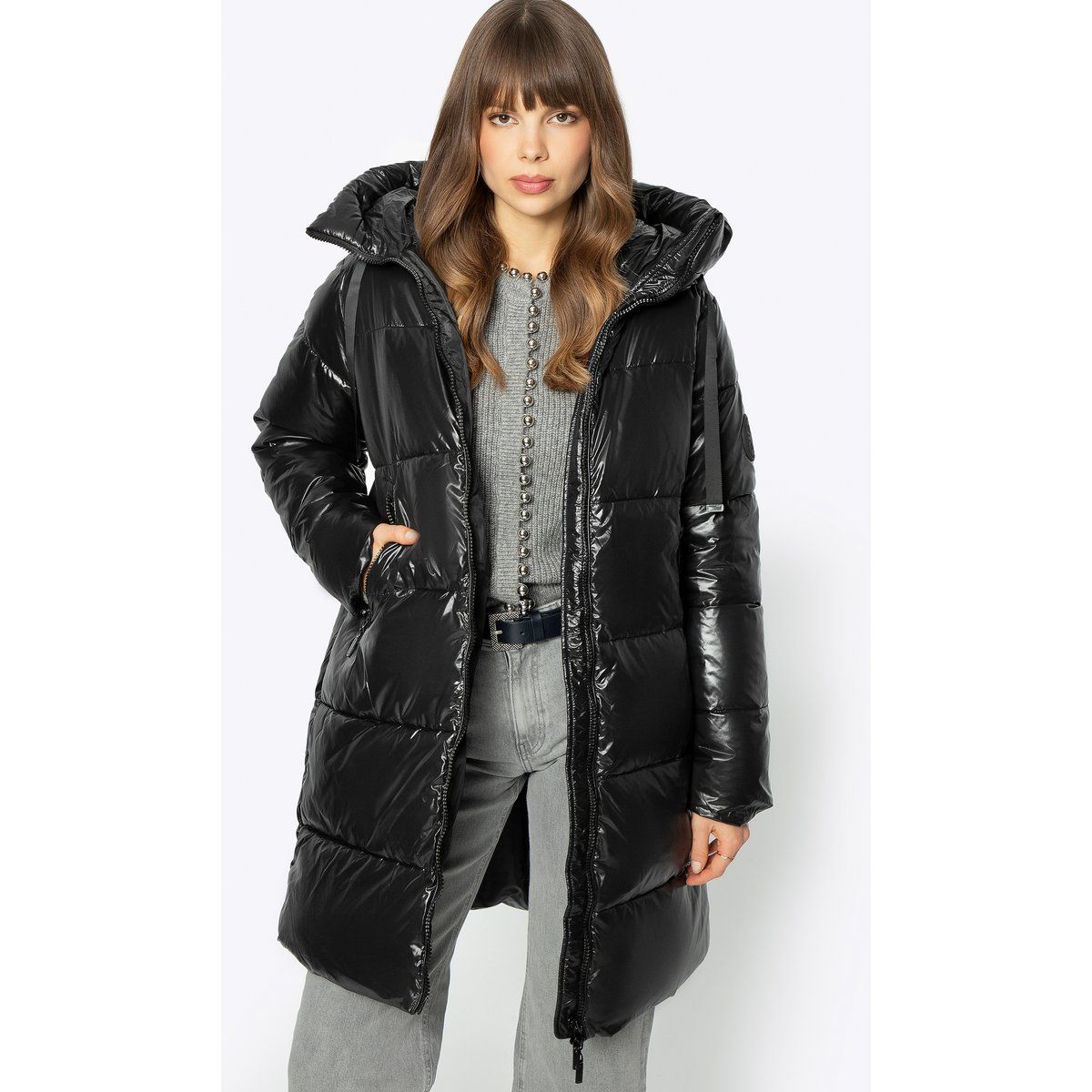 Gesteppter Oversize-Mantel mit Schimmer