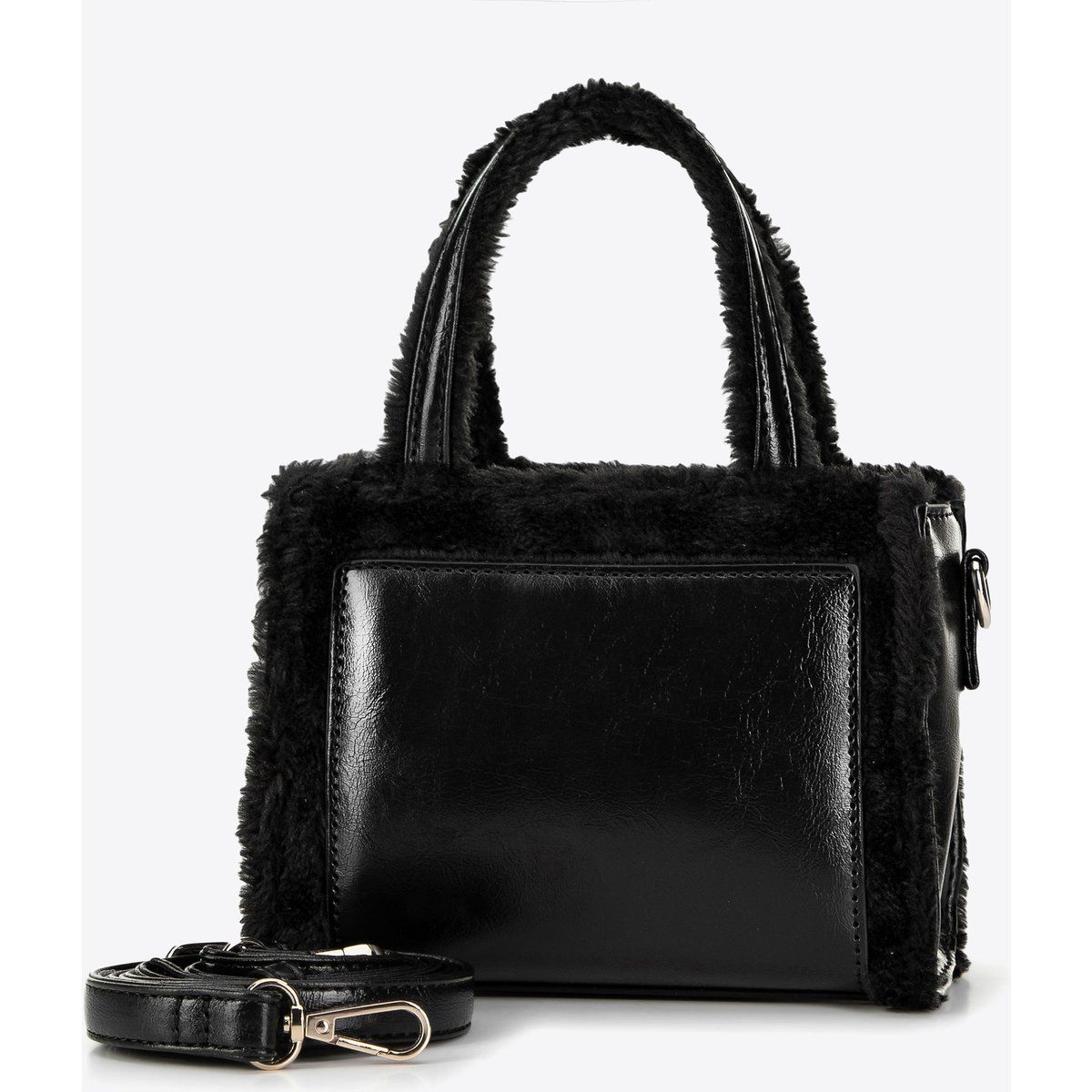 Mini-Handtasche mit Pelzbesatz