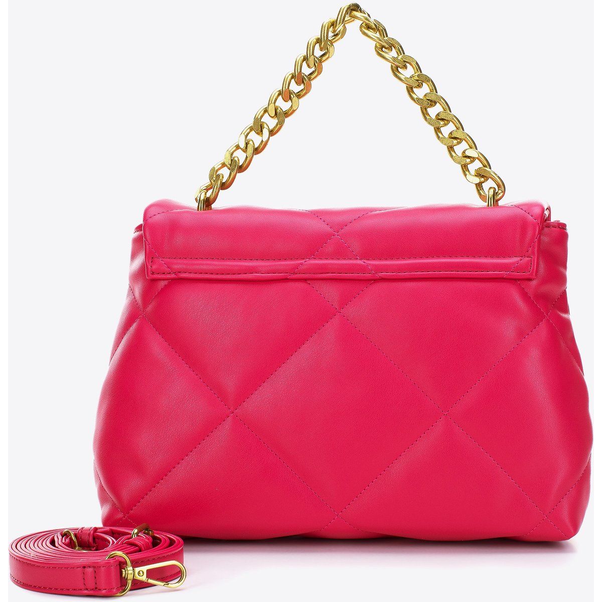 Gesteppte Schultertasche aus Öko-Leder mit Kette