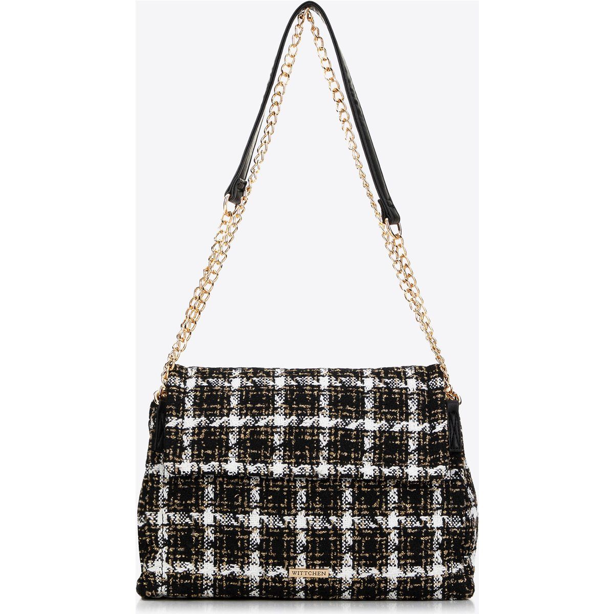 Elegante Bouclé-Umhängetasche mit Kette