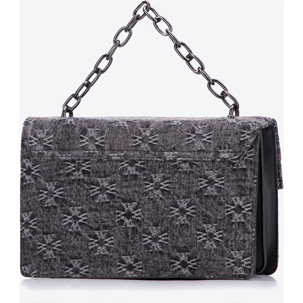Monogramm Denim Schultertasche mit Kette