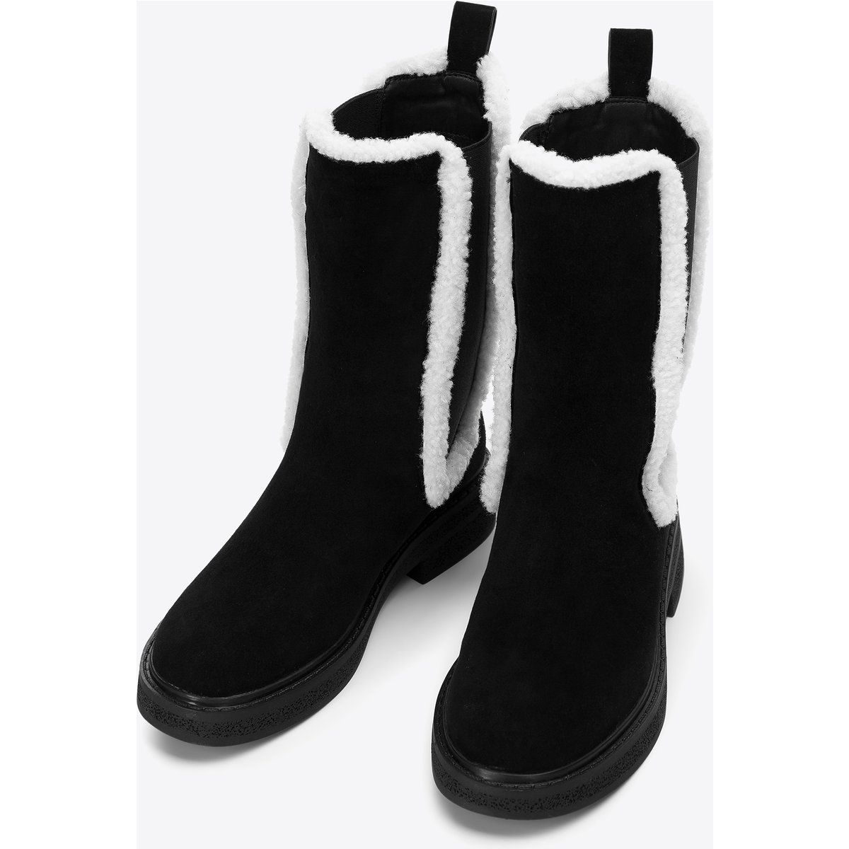 Chelsea-Boots aus Wildleder mit Kunstfellbesatz