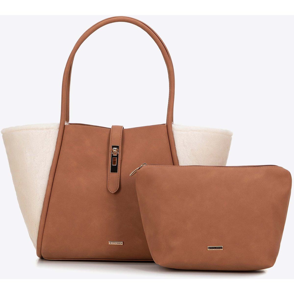 Shopper Tote aus Öko-Leder und Kunstfell