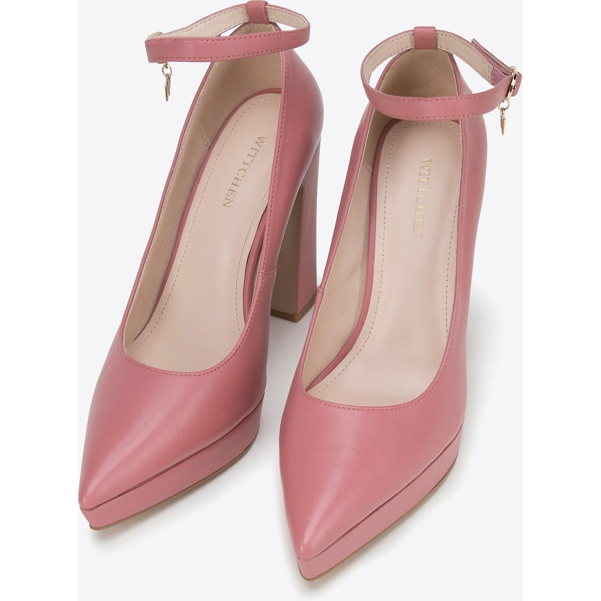 Wittchen Damen-Pumps aus Leder mit dickem Absatz, Rosa, Naturleder