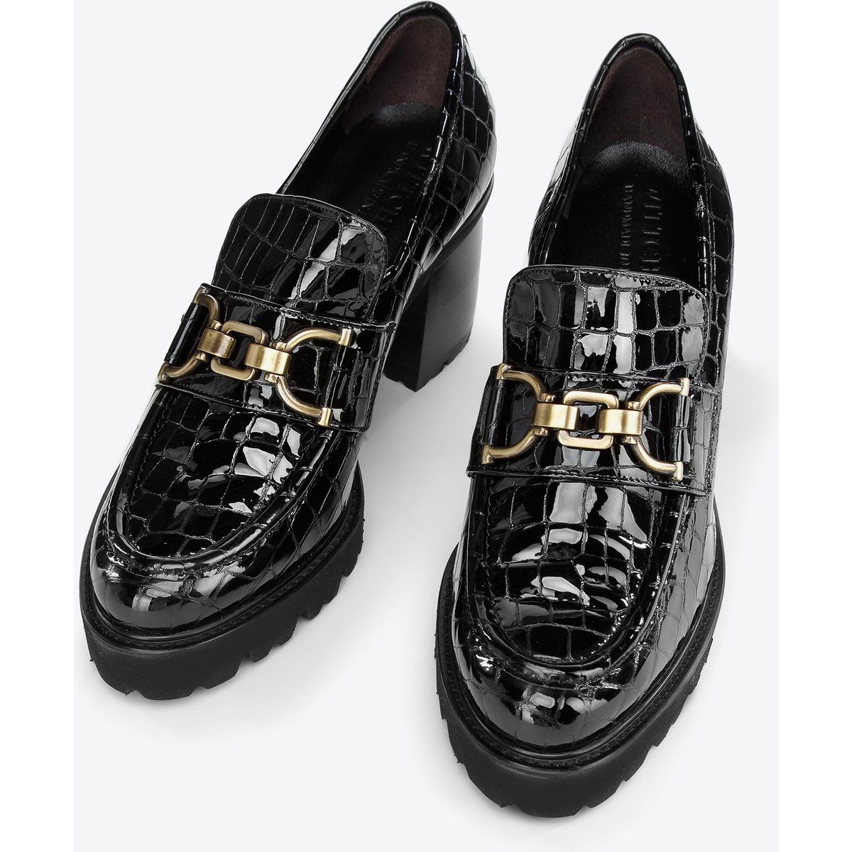 Wittchen Damen-Pumps aus Lackleder mit Krokodilschnalle, Schwarz