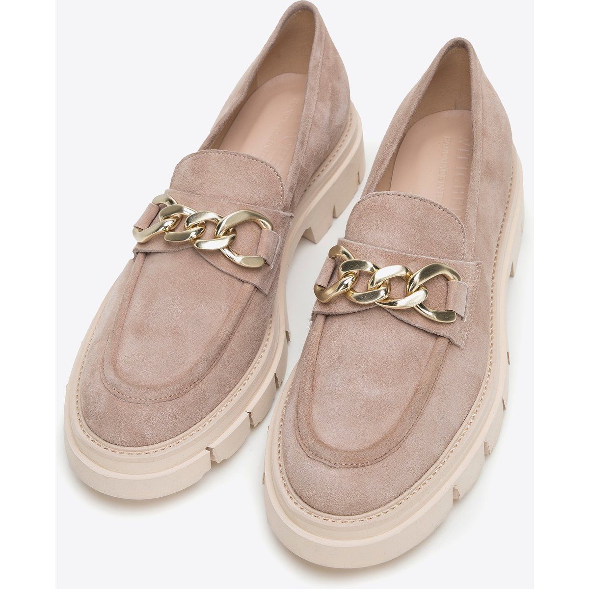 Wildleder Plateau Loafer mit Kettendetail