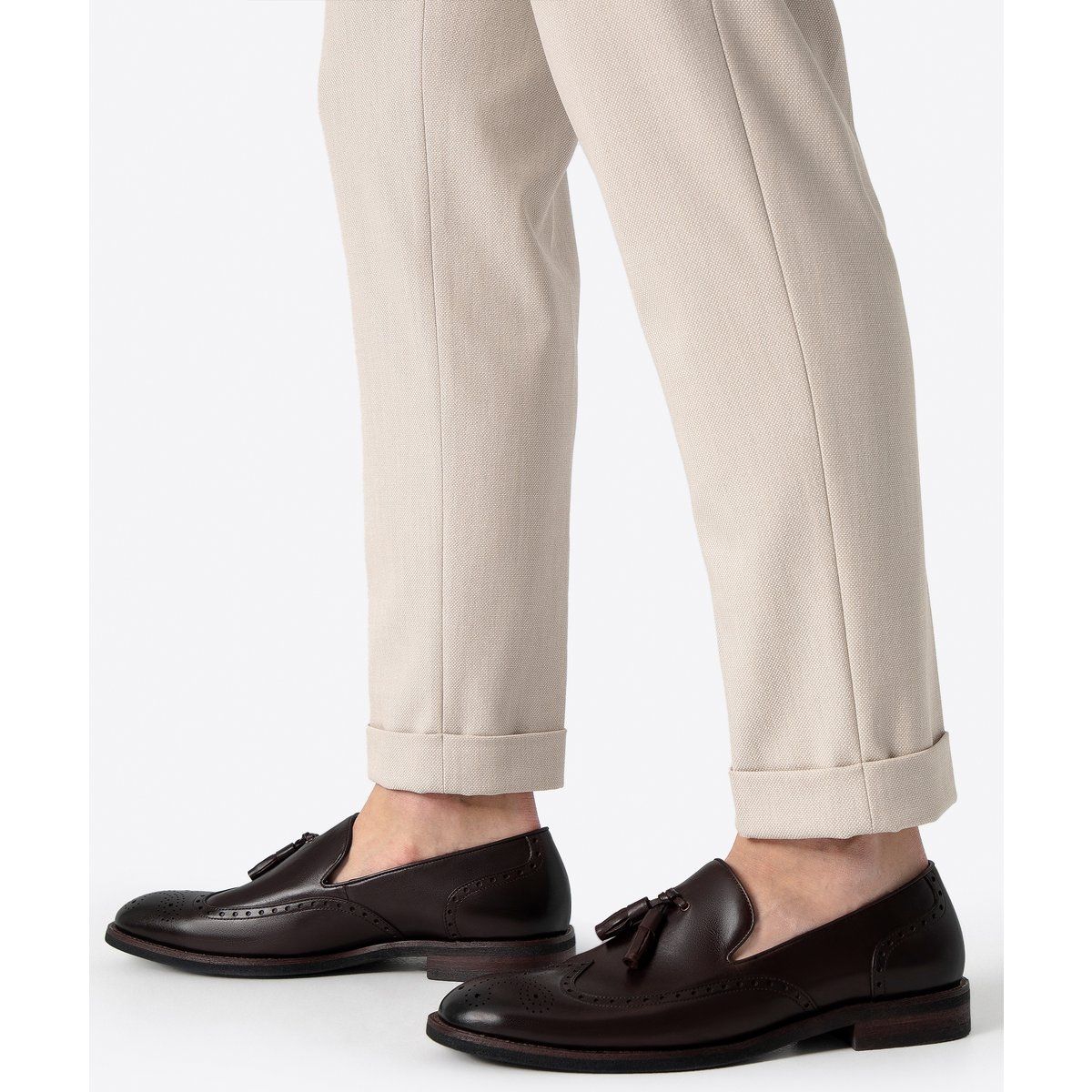 Dunkelbraune Leder-Tassel-Loafer