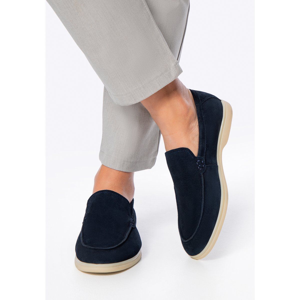 Herren Mokassins aus Wildleder Marineblau