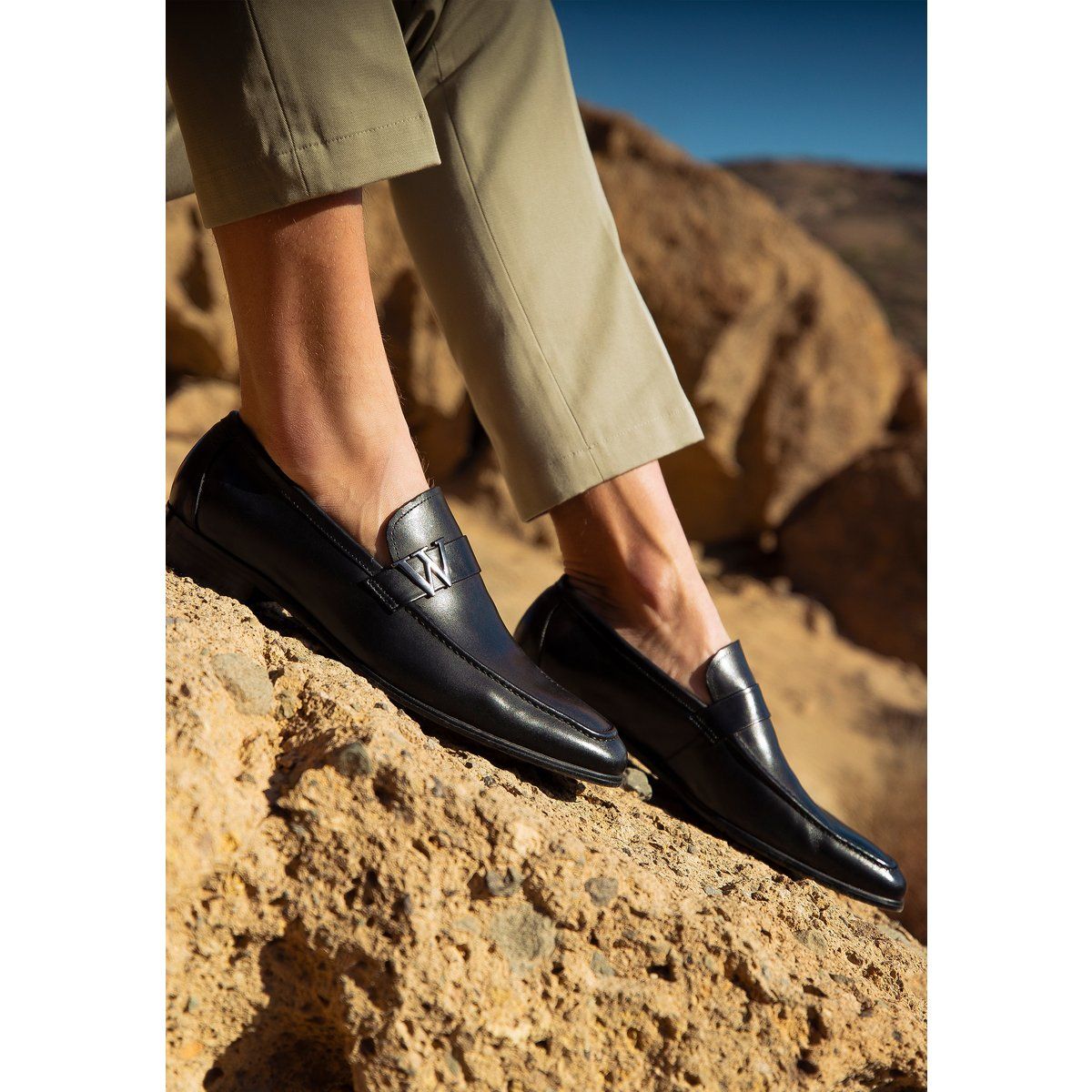 Klassische schwarze Penny Loafer aus Leder