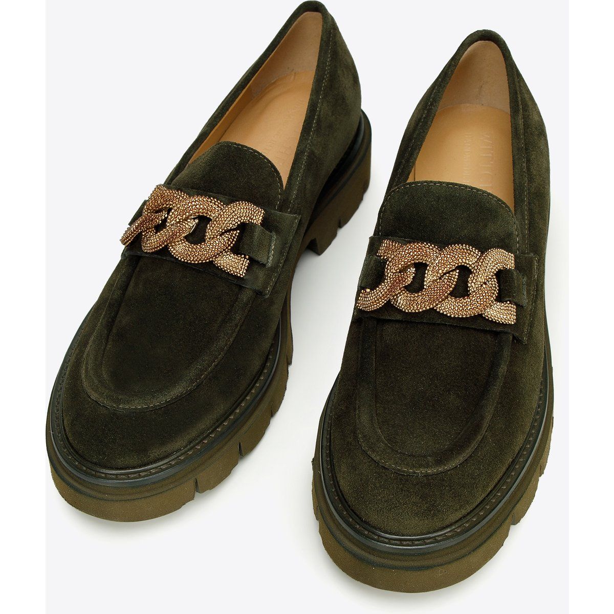 Wildleder-Loafer mit Kettendetail