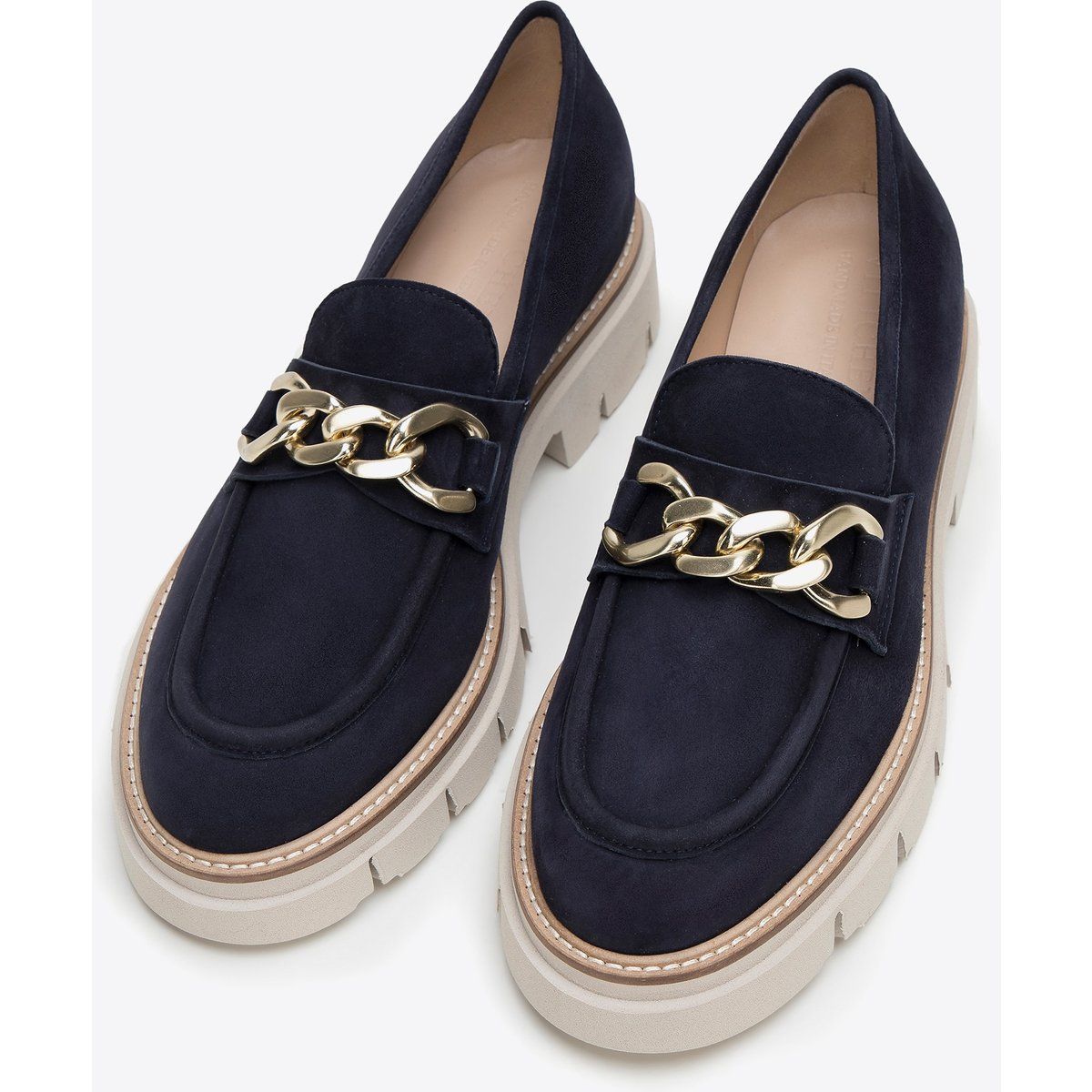 Wittchen Damen-Wildlederslipper mit Kette und Plateau, marineblaues Wildleder