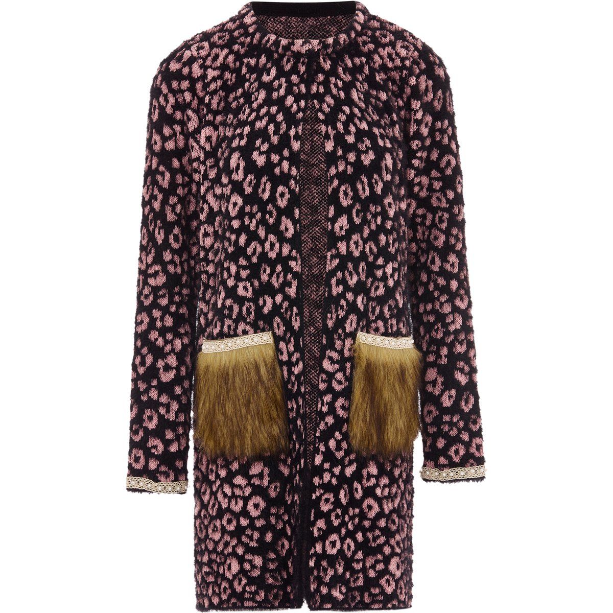 Faina Strickjacke Damen schwarz rosa