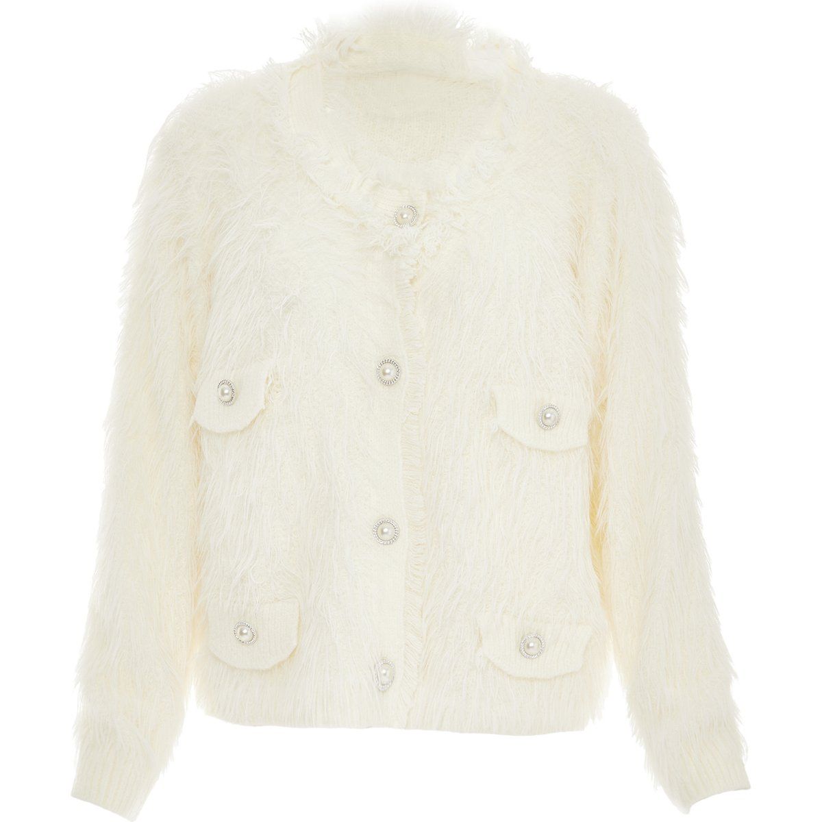 Faina Strickjacke Damen Wollweiß
