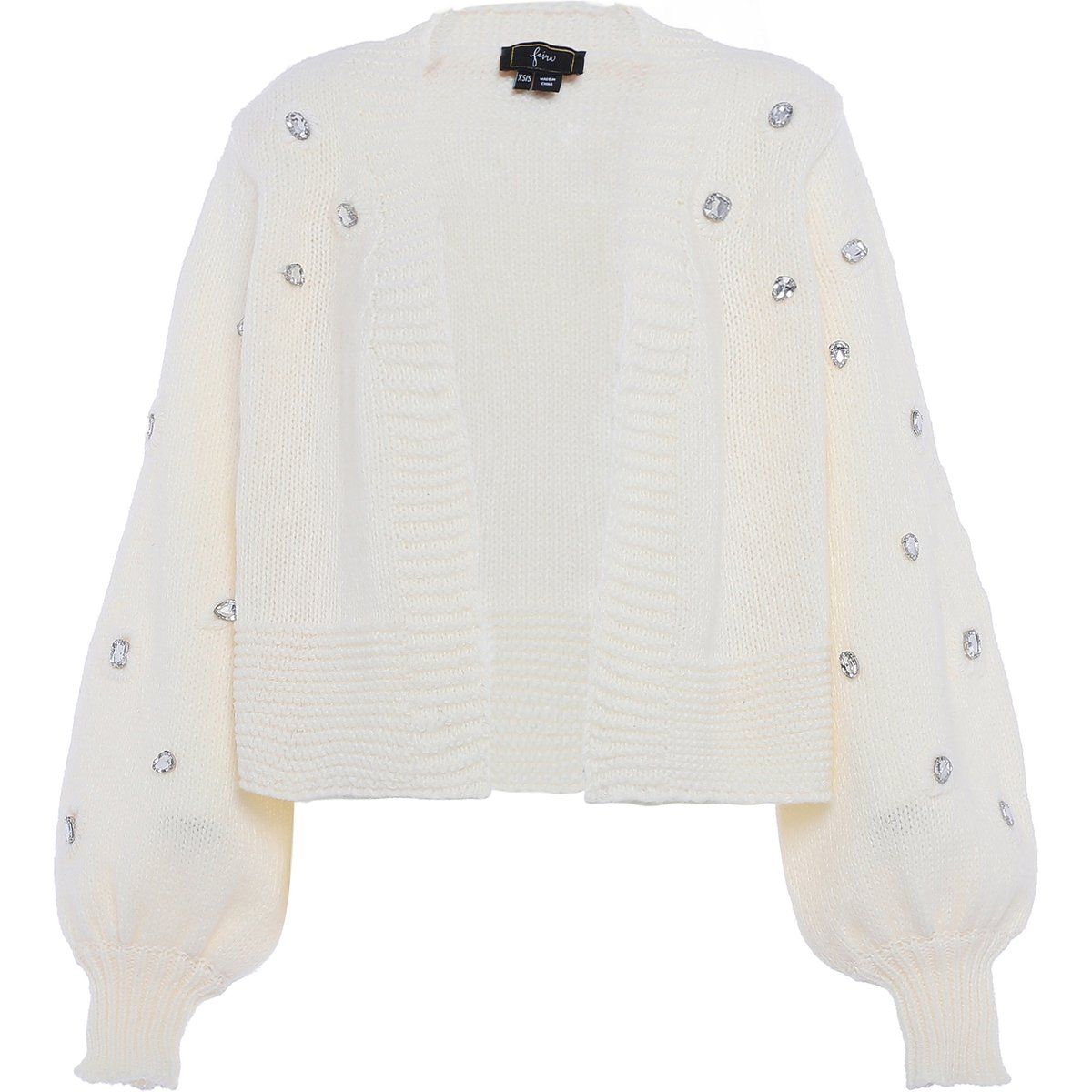 Verzierte Strickjacke mit Ballonärmeln