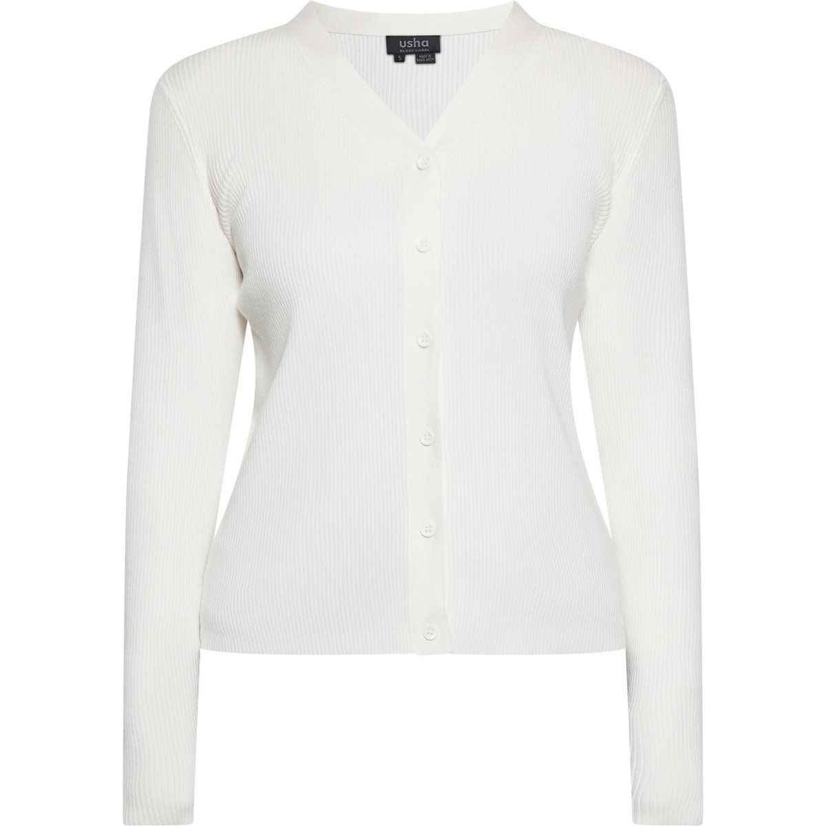 Gerippte Strickjacke mit V-Ausschnitt