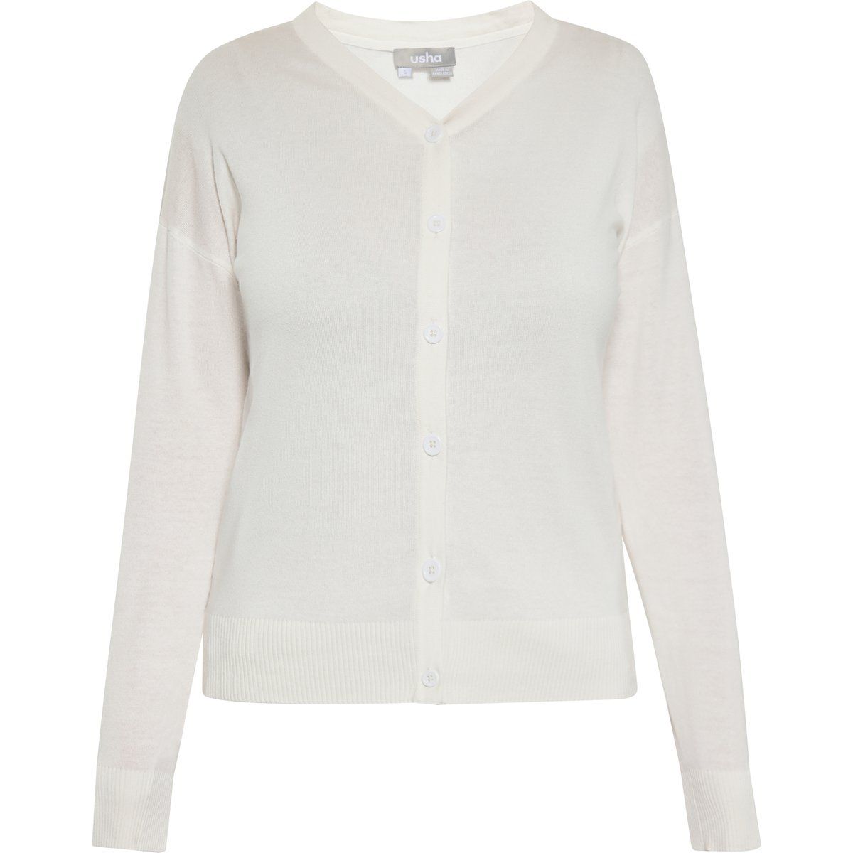 Klassische Feinstrickjacke mit V-Ausschnitt