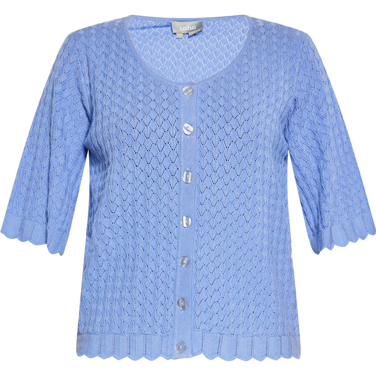 Gehäkelte Strickjacke mit Knopfleiste