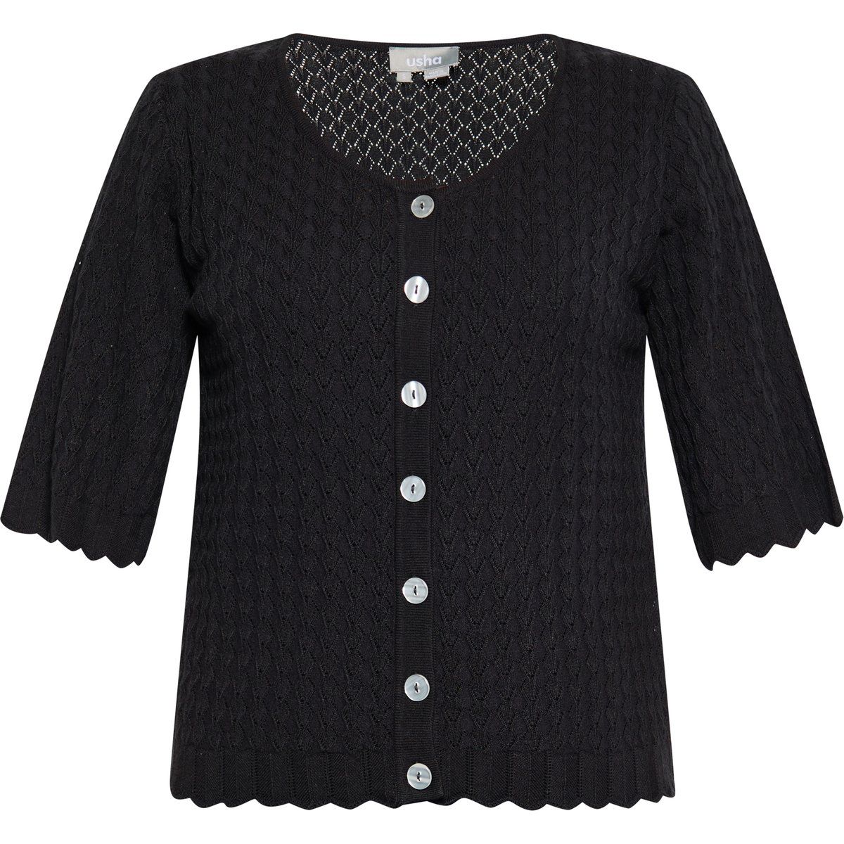 Elegante gehäkelte Strickjacke mit Knöpfen