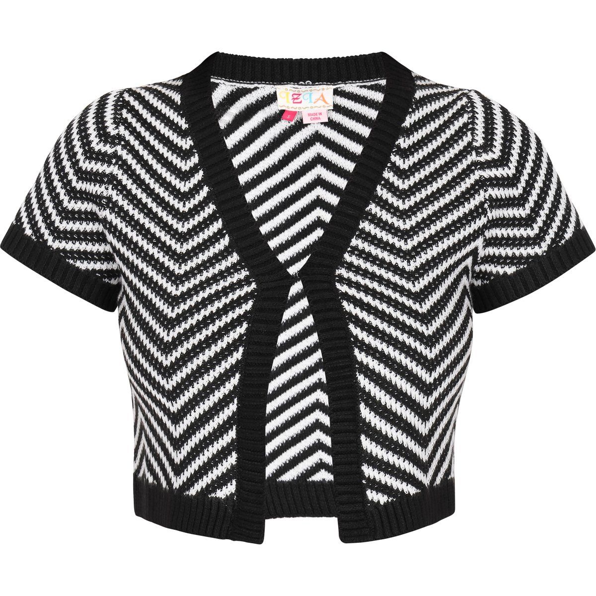 Chevron Strickjacke mit kurzem Schnitt