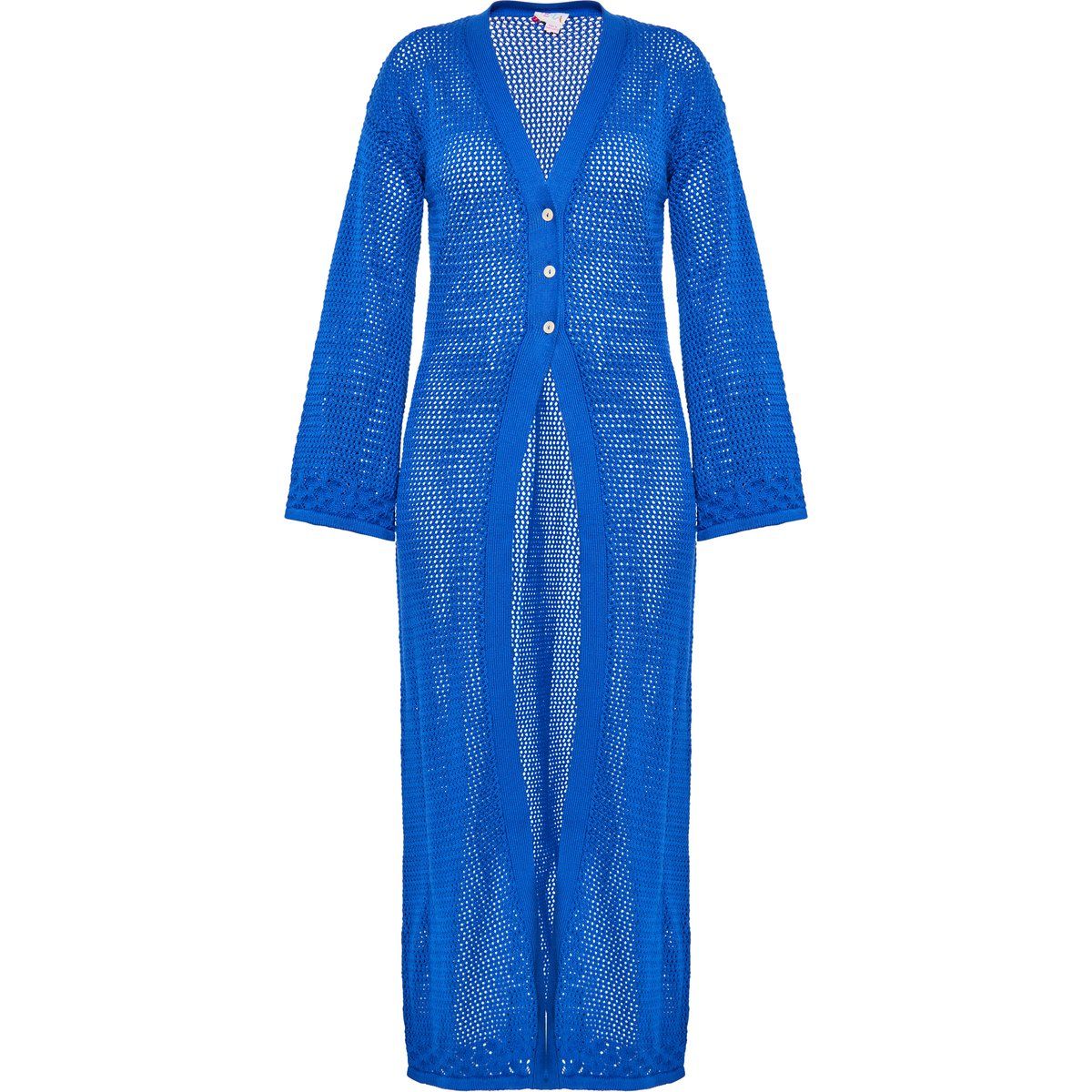 Maxi-Strickjacke mit Lochmuster