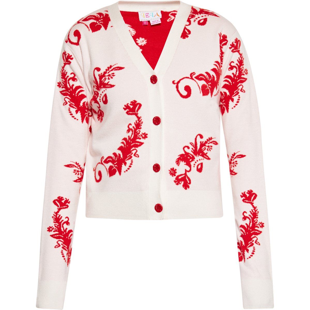 Floral Jacquard Strickjacke