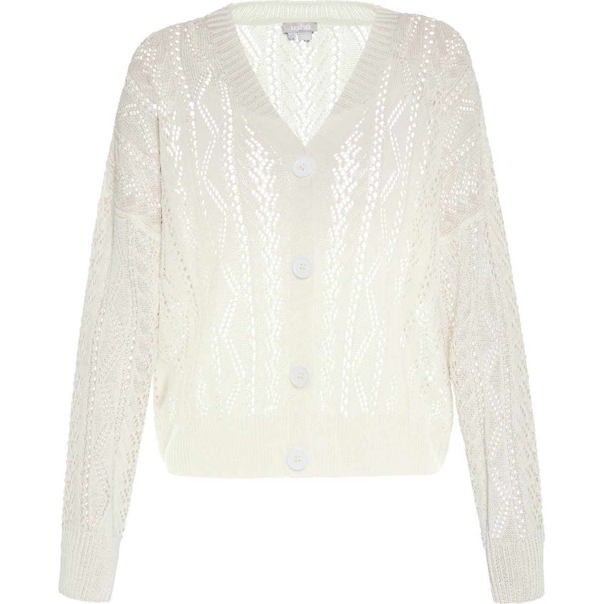 Damen Strickjacke mit Häkelmuster