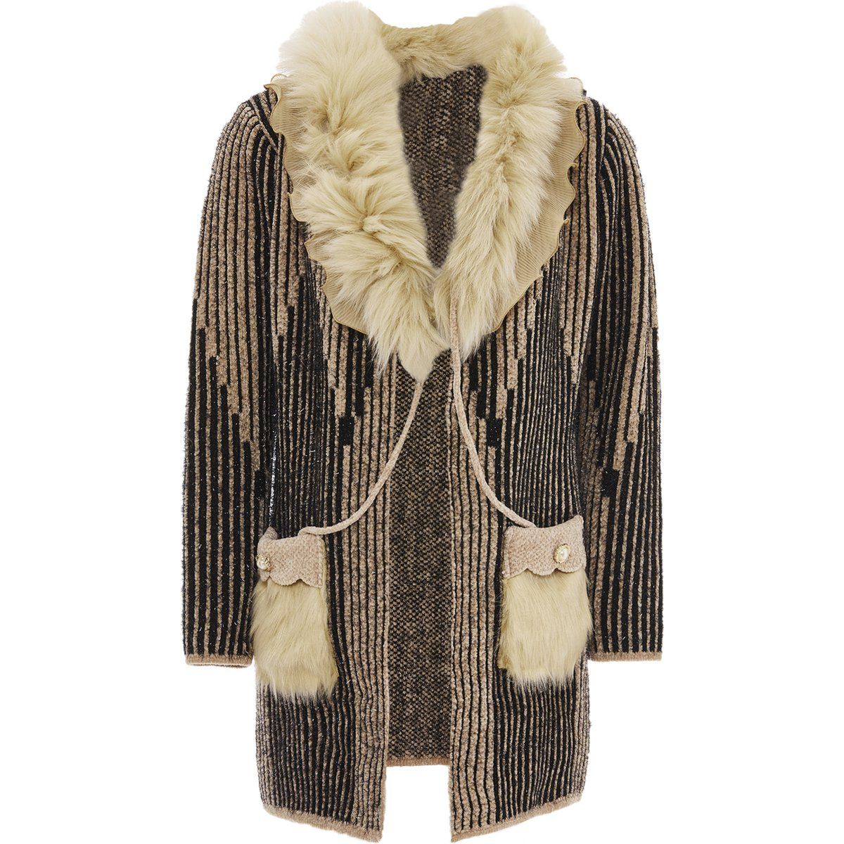 Faina Strickjacke Damen beige/schwarz