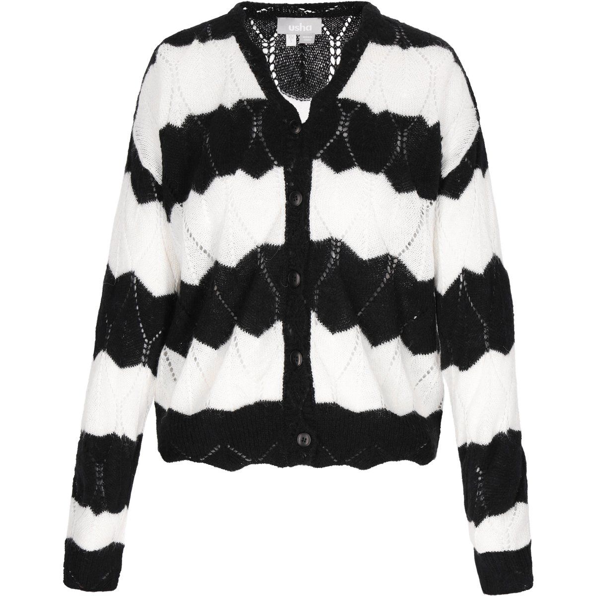 usha Strickjacke Frauen schwarz/offwhite