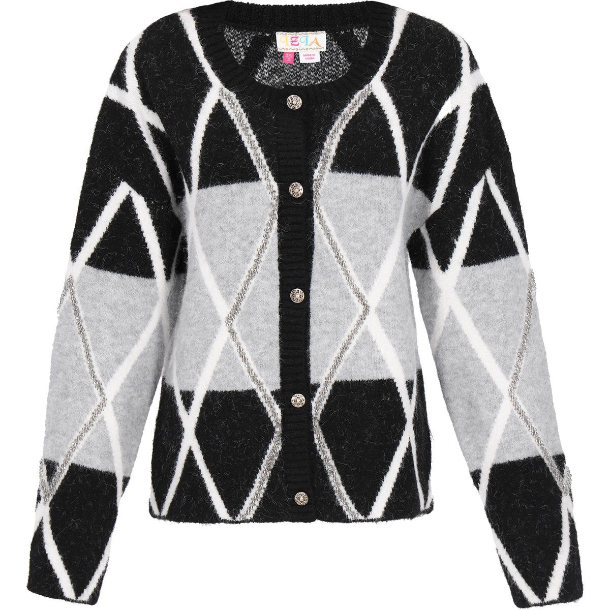 IZIA Strickjacke Frauen schwarz/grau