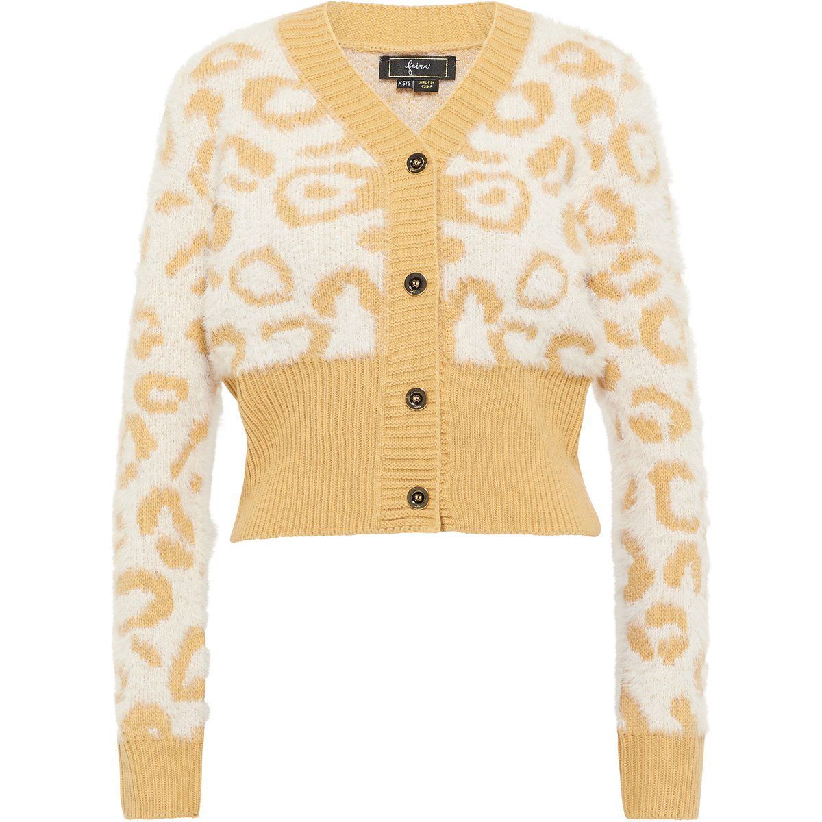 Cropped Strickjacke mit Leopardenmuster