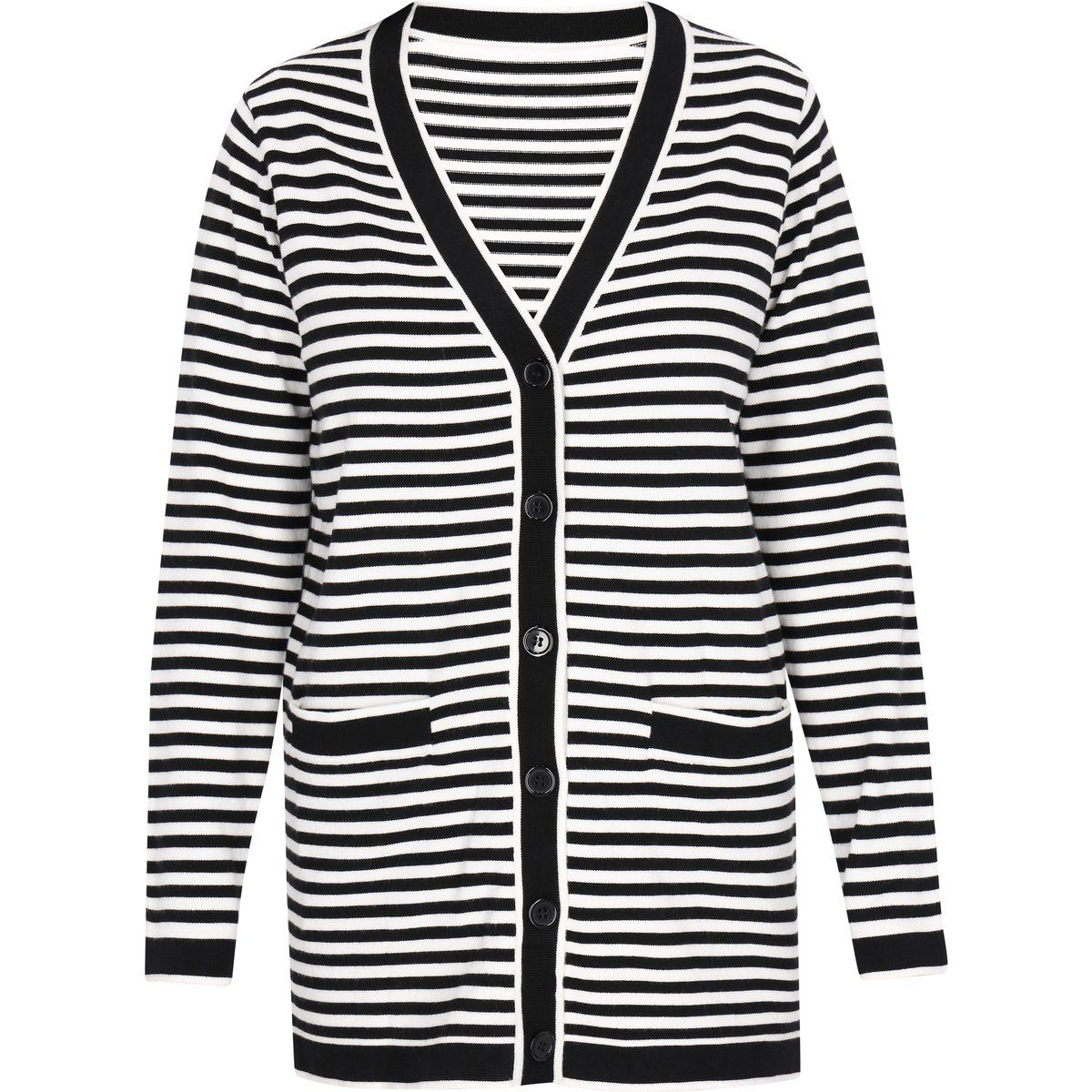 Gestreifte Strickjacke mit Taschen
