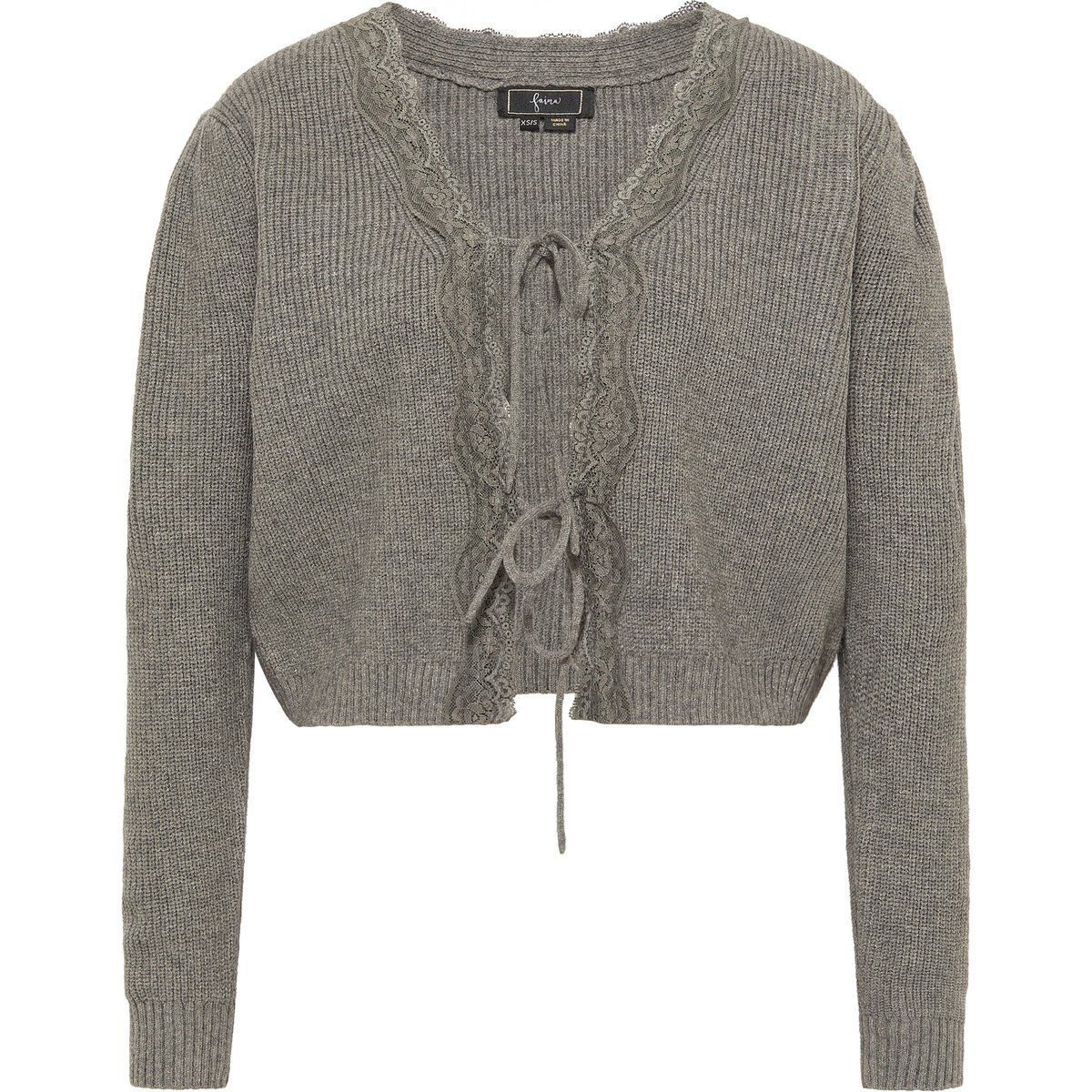 Strickjacke mit Schnürung und Spitze