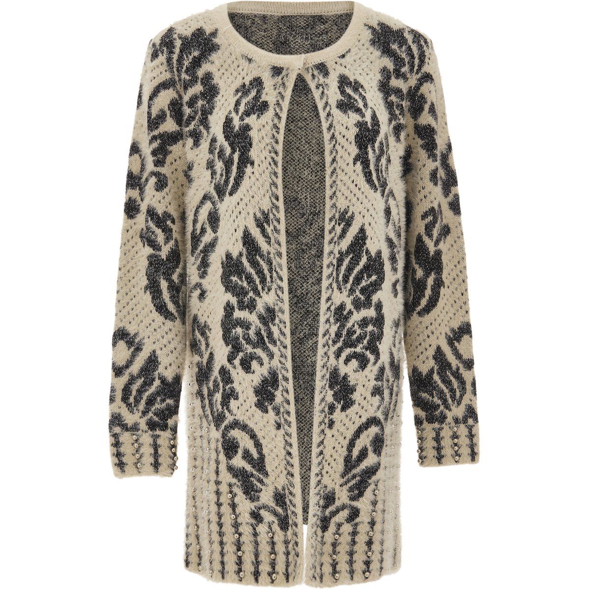 Faina Strickjacke Damen beige/schwarz