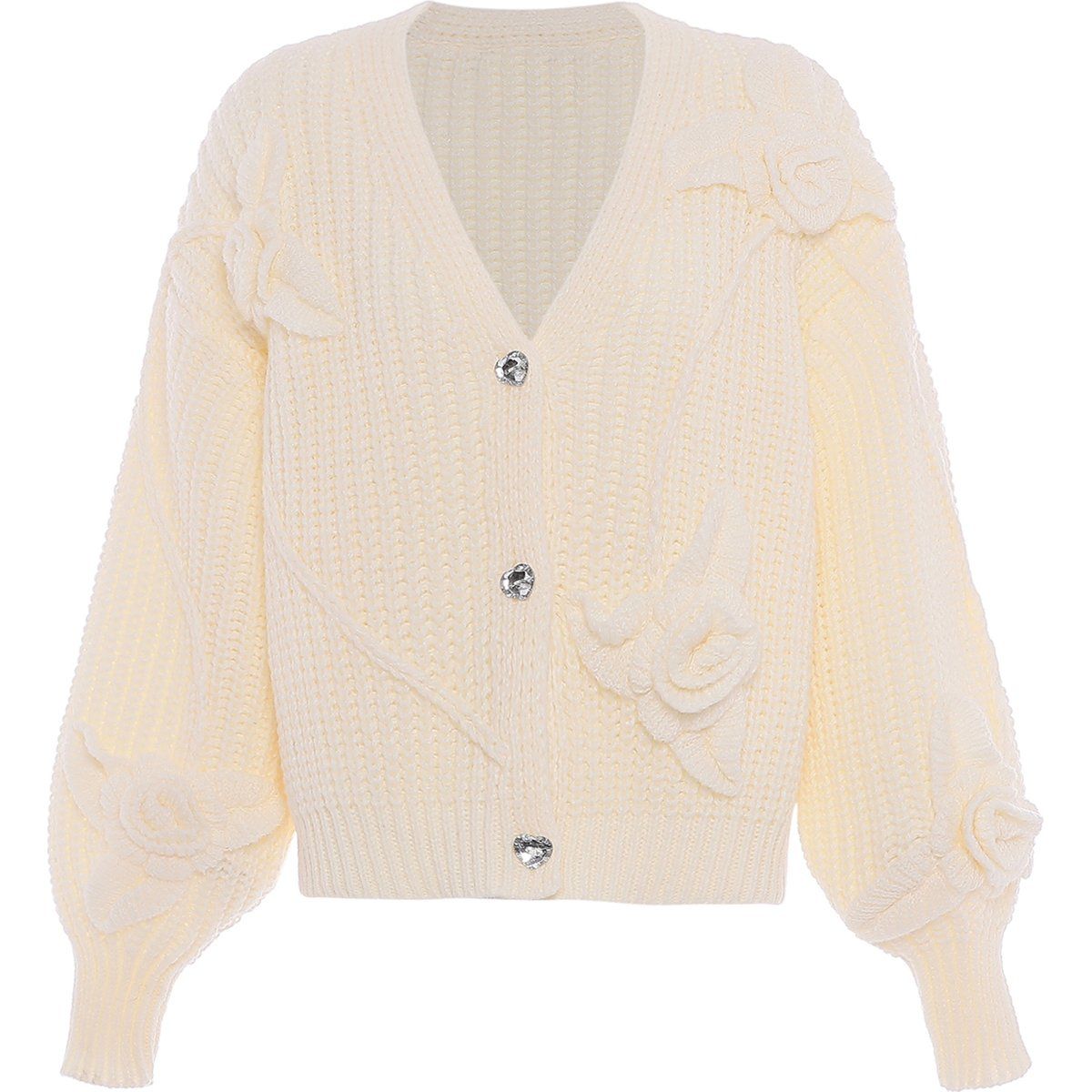 Strickjacke mit floralen Verzierungen