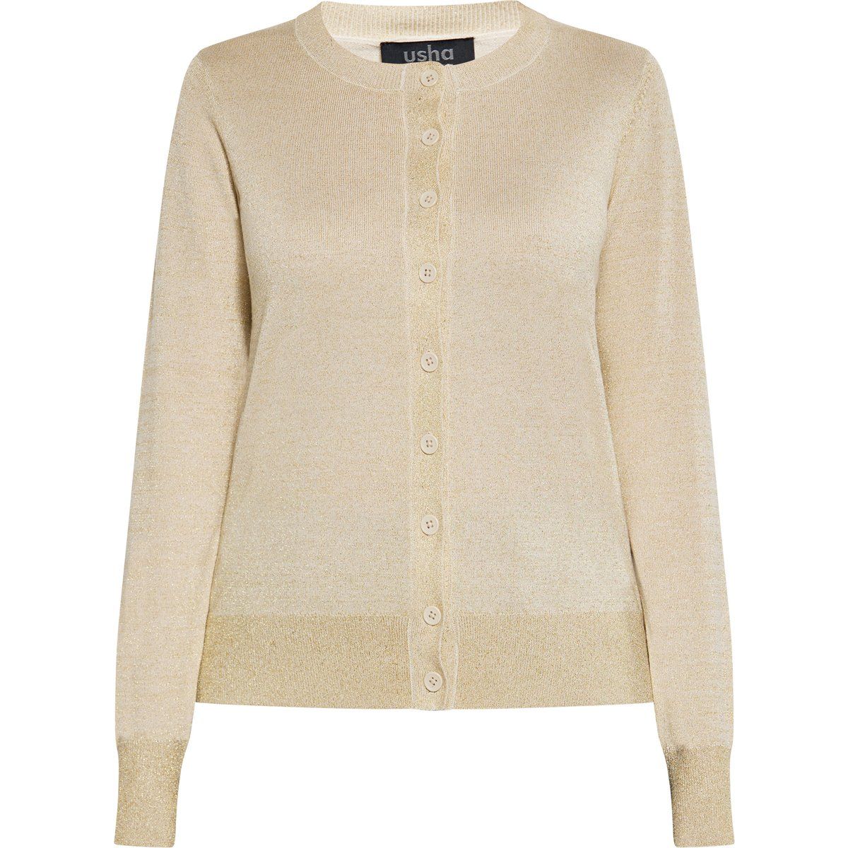 Metallic Strickjacke mit Rundhalsausschnitt