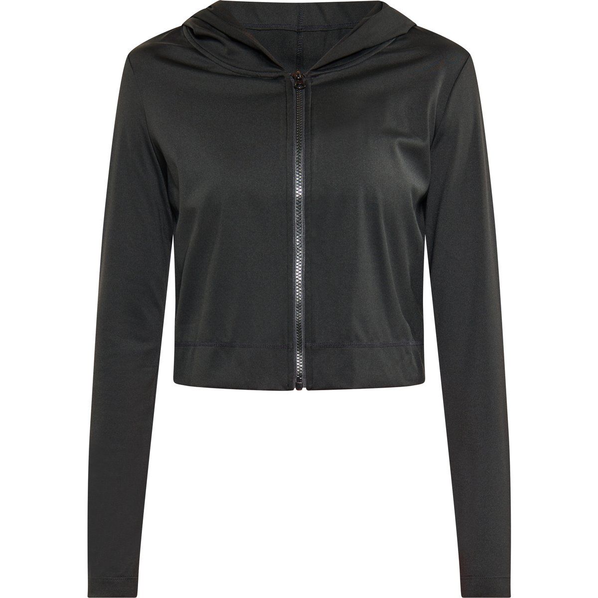 Damen Cropped Kapuzenpullover mit Reißverschluss
