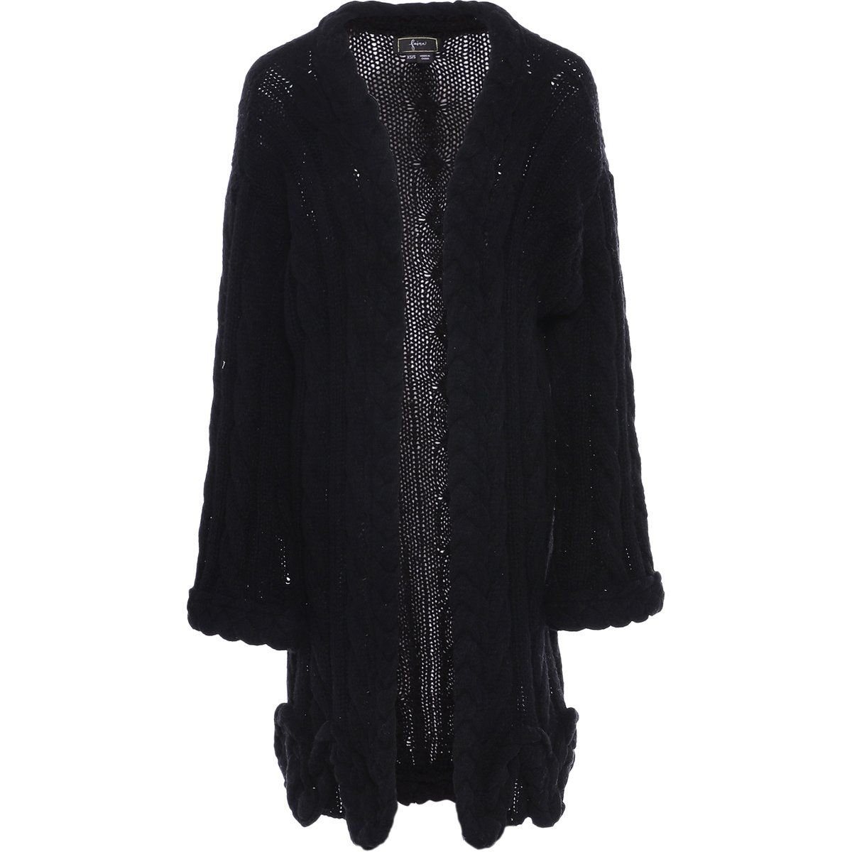 Lange Strickjacke mit Zopfmuster, offen
