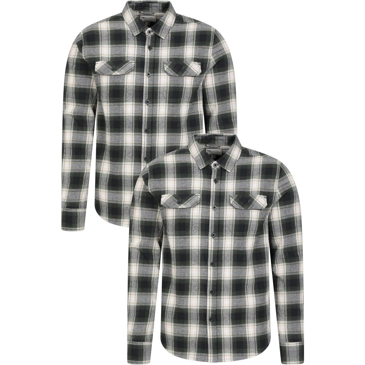 Herren Flanellhemd Klassisch 2er-Pack