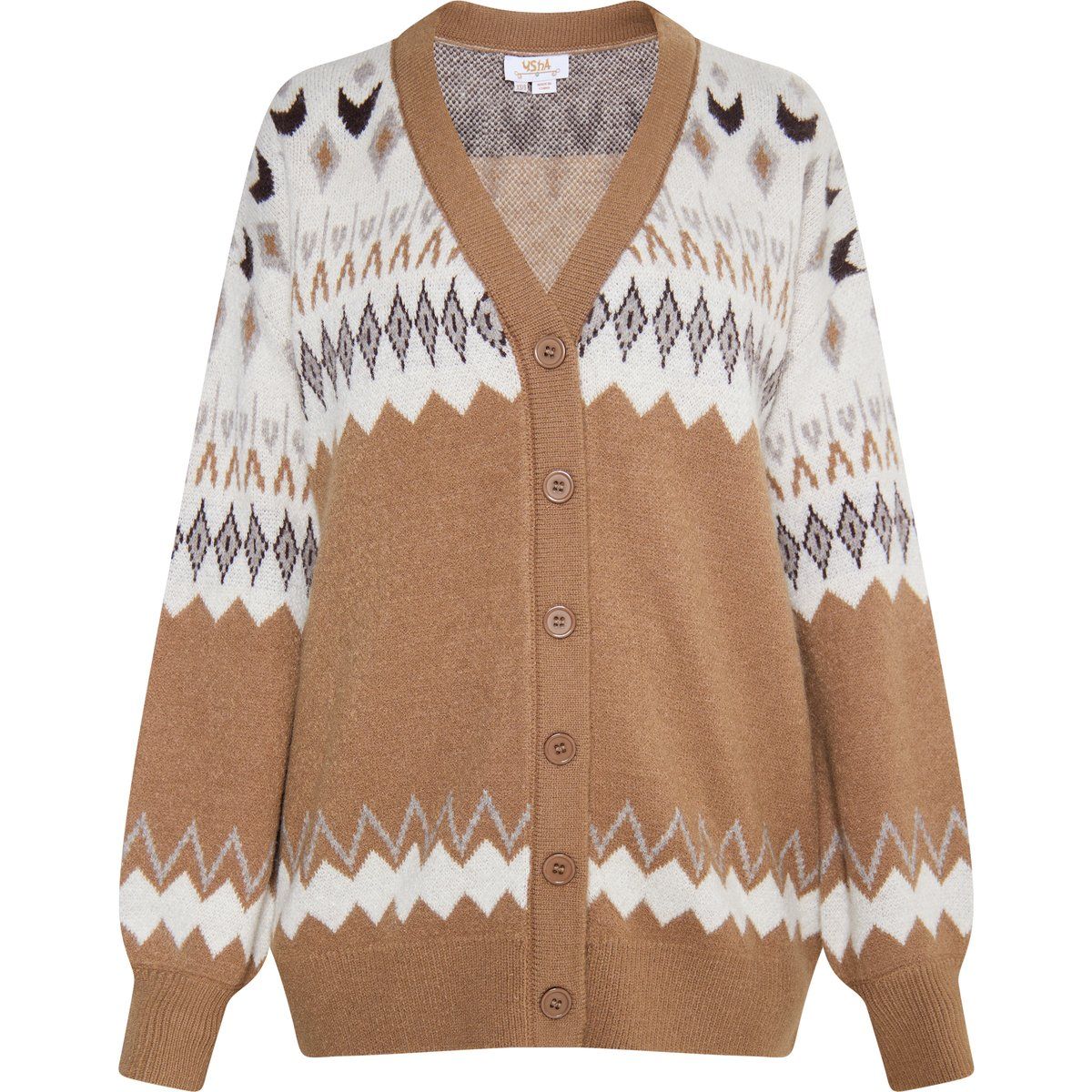 usha Strickcardigan Damen Kamel Mehrfarbig