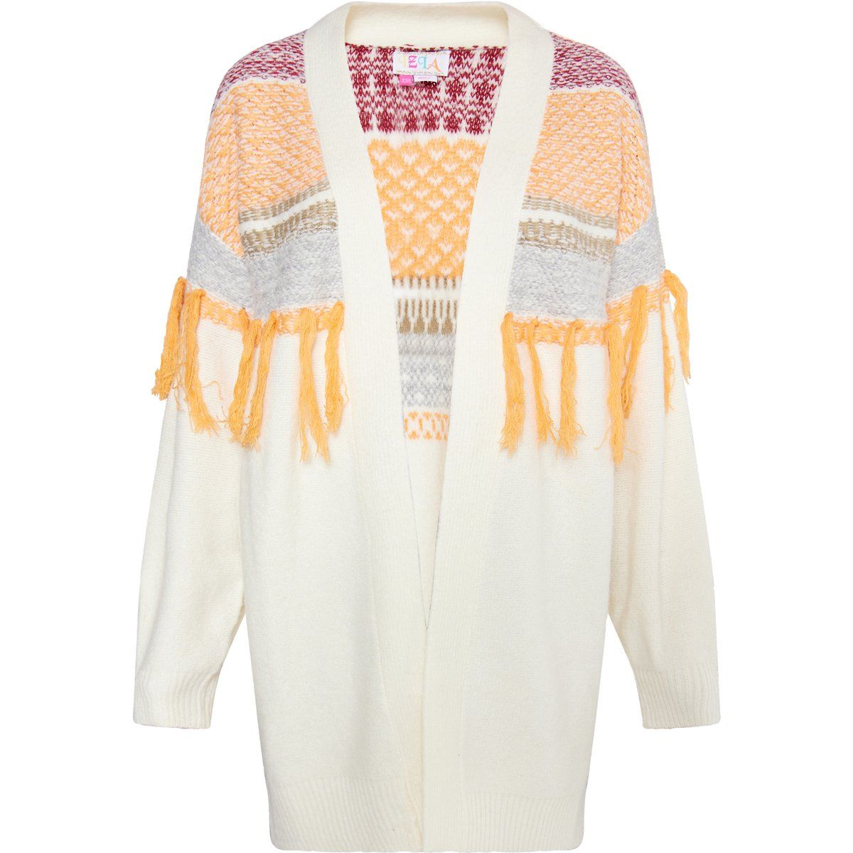 IZIA Strickjacke Damen Wollweiß Orange