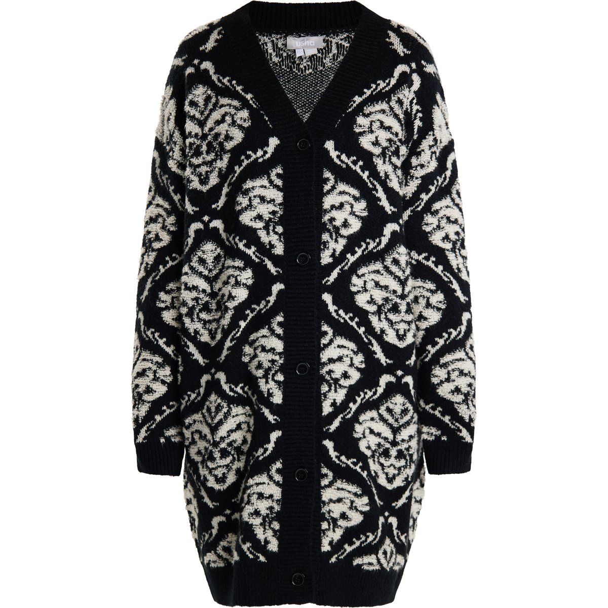 usha Strickjacke Damen schwarz/creme