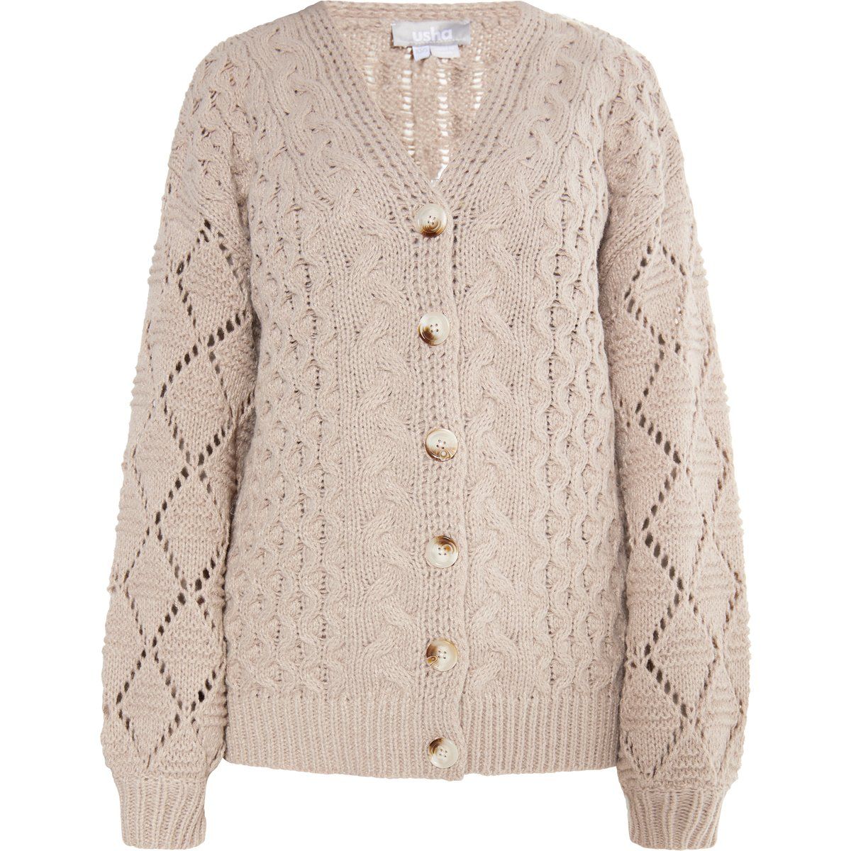 usha Strickcardigan Damen Graubeige