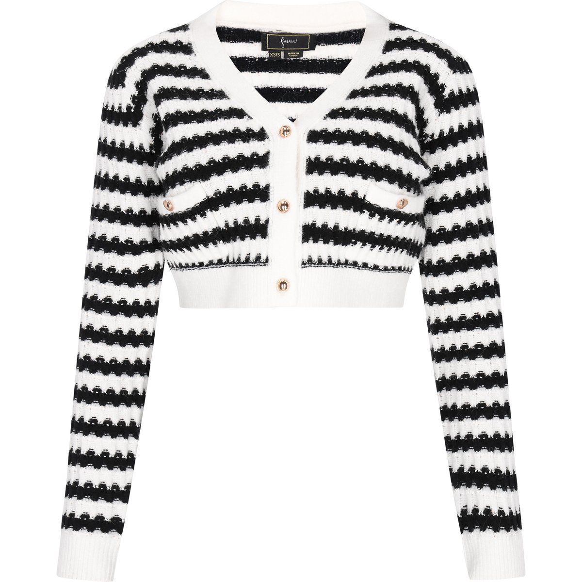 Faina Strickjacke Frauen cremeweiß schwarz