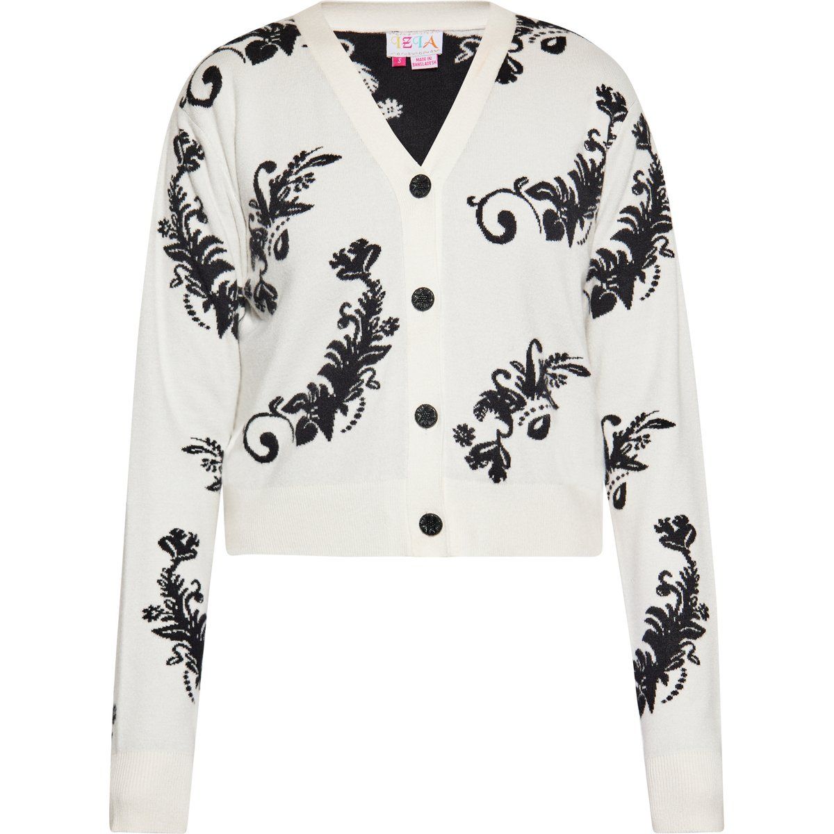 Elegante Strickjacke mit floralem Jacquardmuster